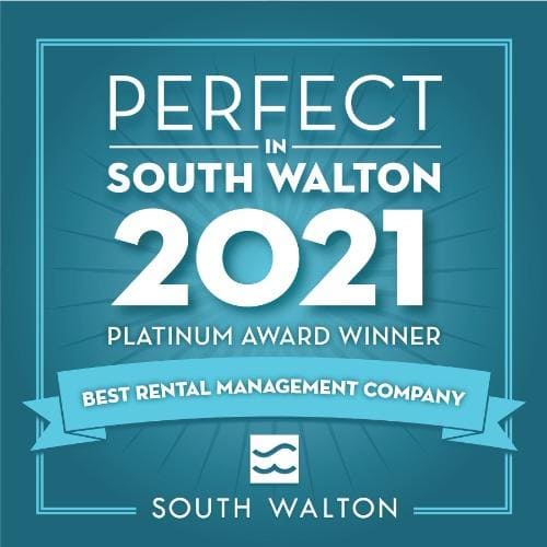 30A Escapes winner of 2021 Perfect In South Walton Platinum Award for Best Rental Management Company